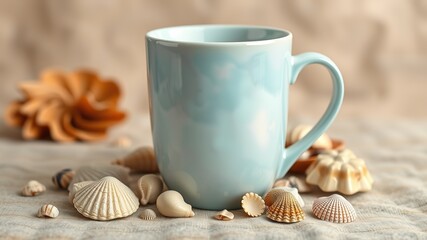 Pearlescent Mug, Seashells & Crushed Velvet, Double Exposure, Eco-Friendly Design