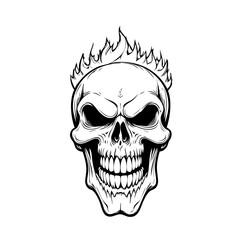 Skull head with fire illustration