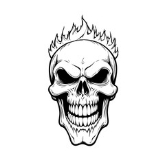 Skull head with fire illustration