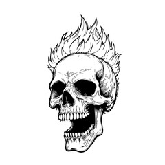 Skull head with fire illustration