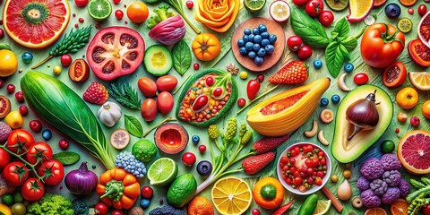 Fototapeta premium Food-inspired abstract art, hand-painted portraits. AI-powered visuals.