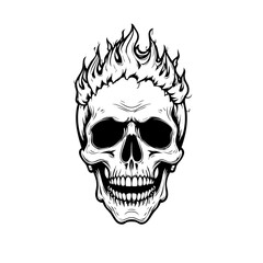 Skull head with fire illustration