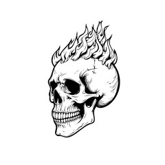 Skull head with fire illustration