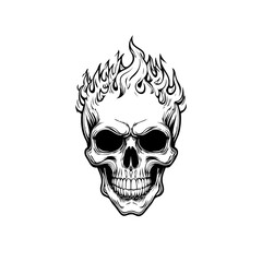Skull head with fire illustration