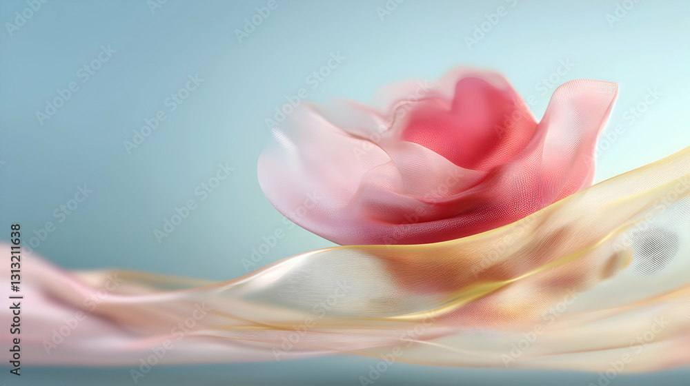 Poster a delicate flower crafted with soft flowing fabrics on display