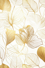 Vector art floral pattern, luxury plant texture gold.