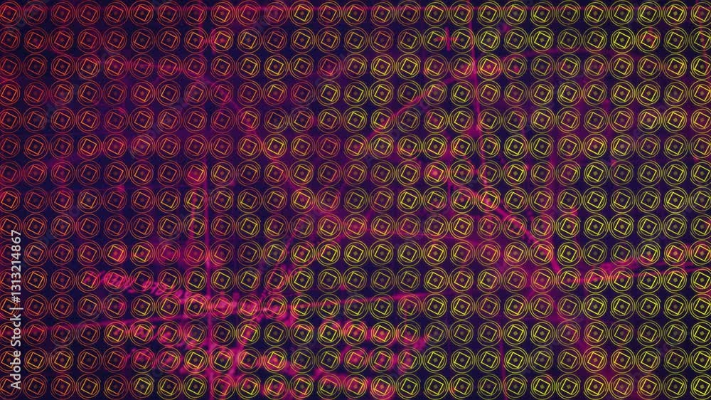 Poster hexagonal shapes forming colorful geometric pattern over vibrant gradient background