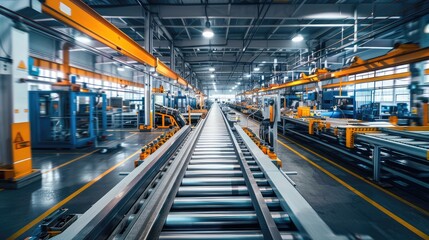 Obraz premium Modern Automated Conveyor System in Factory