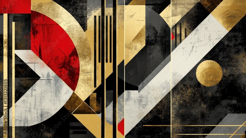 Poster an abstract composition featuring geometric shapes and color blocks