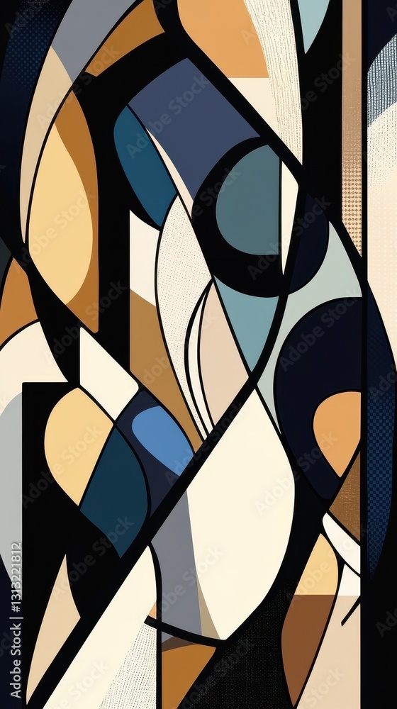 Poster abstract geometric art arrangement showing various shapes and colors in a pattern