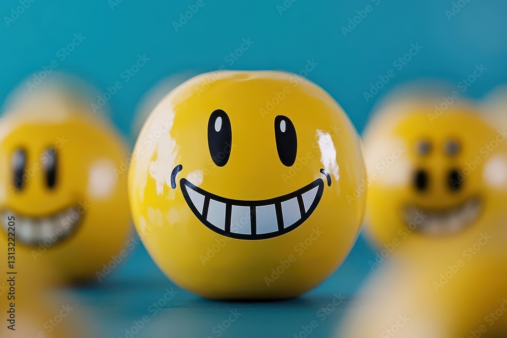 Poster cheerful collection of smiley faces representing happiness and positivity in a colorful and vibrant 