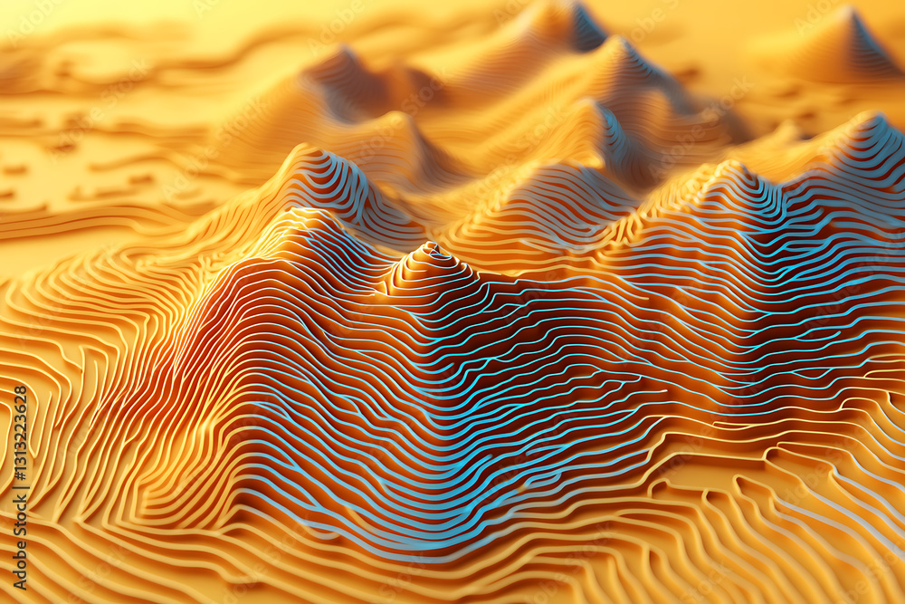 Aufkleber dynamic 3d terrain model virtual environment digital art abstract landscape topographic view creativ