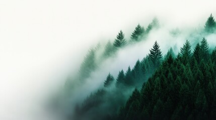 Tranquil misty forest aerial photography of nature's beauty
