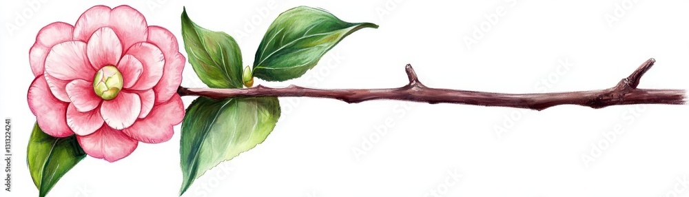 Poster a delicate flower on a branch capturing the essence of spring with fresh blooms and vibrant colors i