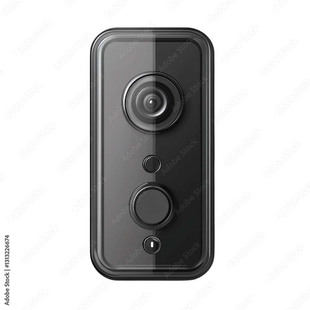 Poster video doorbell with motion detection isolated on transparent background