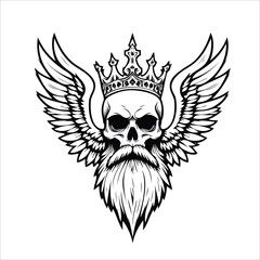 king skull with crown and wings Illustration