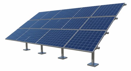 Solar panels with sky reflection isolated on white background. Renewable solar energy. Alternative energy. 3d-rendering

