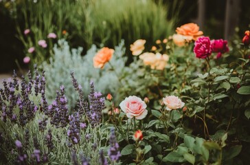 Garden with Lavender and Roses