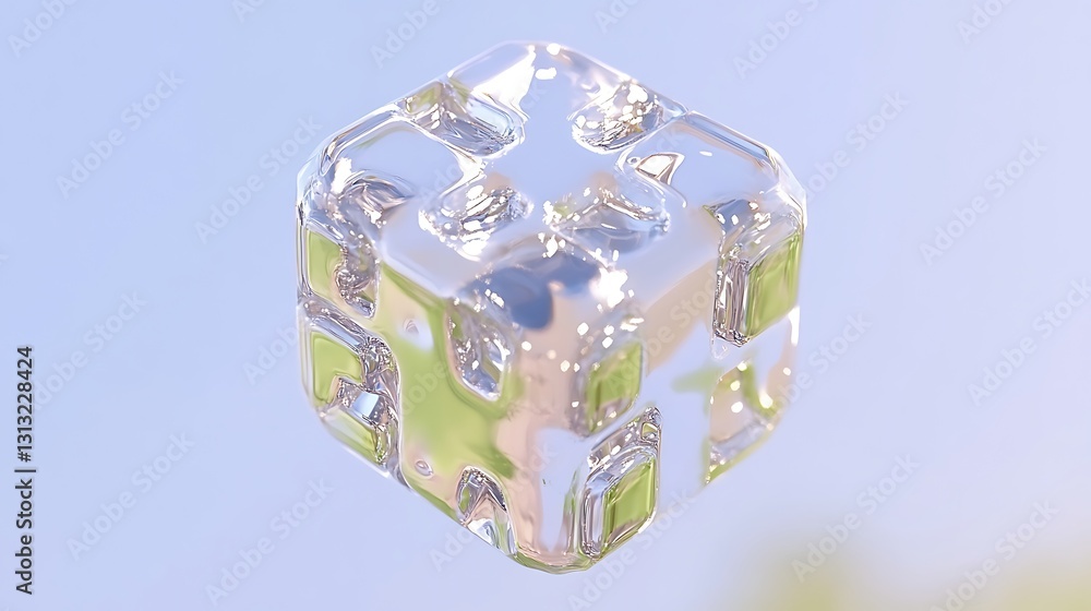 Aufkleber transparent cube puzzle reflective glass block design