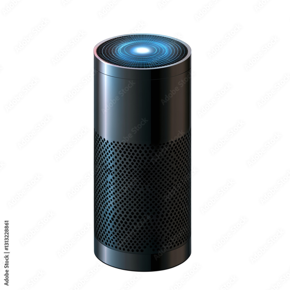 Poster voice recognition module with noise filtering isolated on transparent background