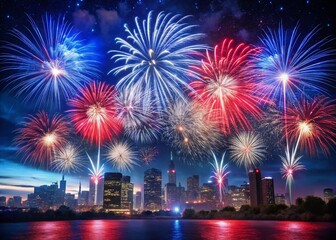 Dynamic Spray Paint Independence Day Celebration Backdrop - Night Photography Stock Photo