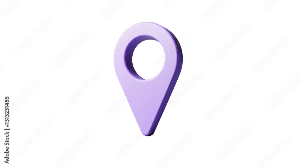 Poster purple location pin showing accurate global positioning on transparent background