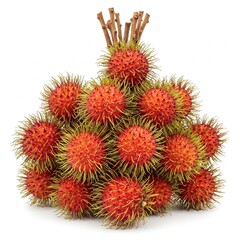 RAMBUTAN TIED ON STEM ON WHITE BACKGROUND