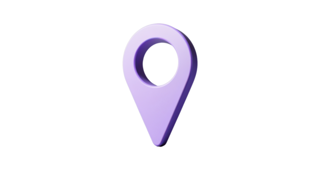 Purple location pin showing accurate global positioning on transparent background