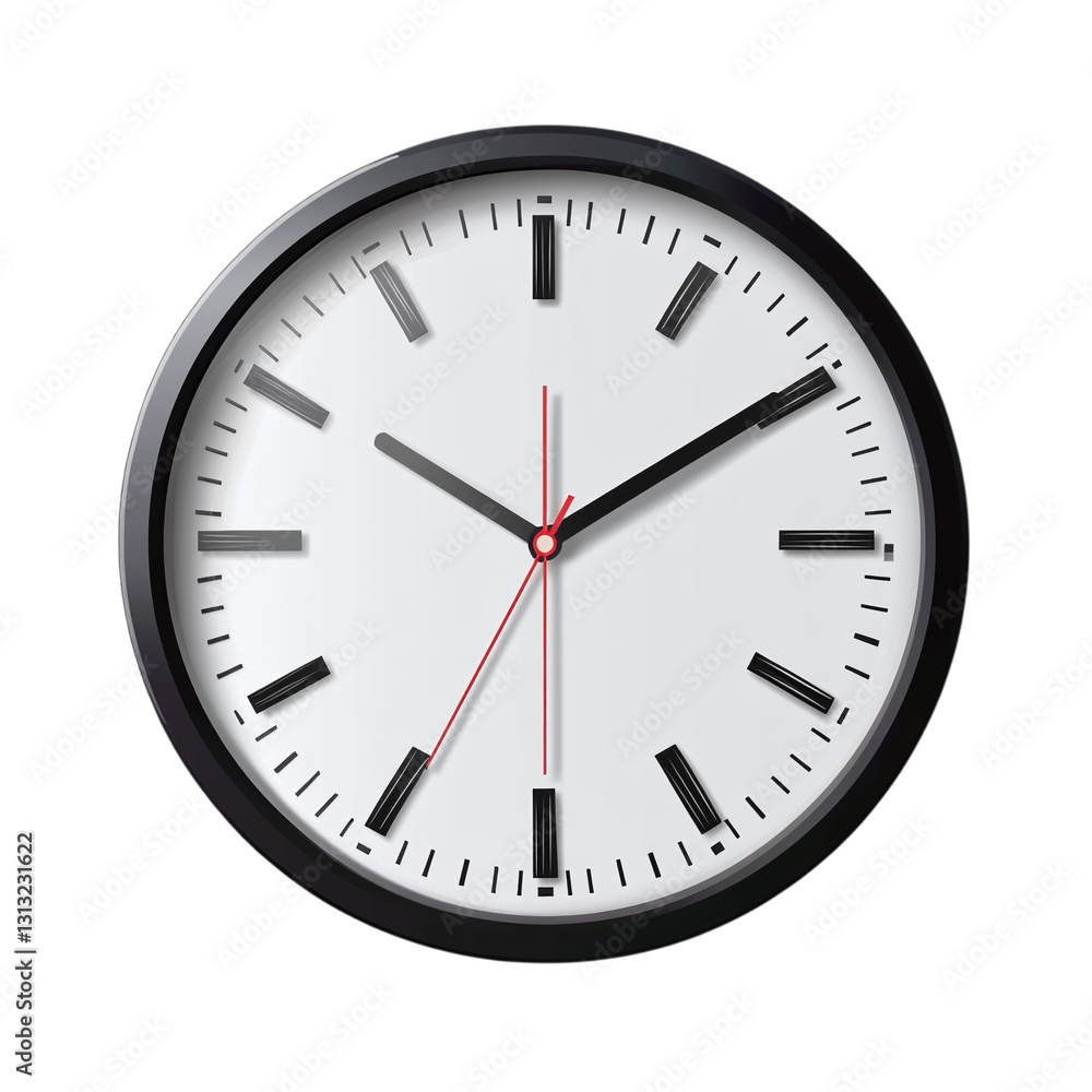 Poster wall clock with minimalist design isolated on transparent background