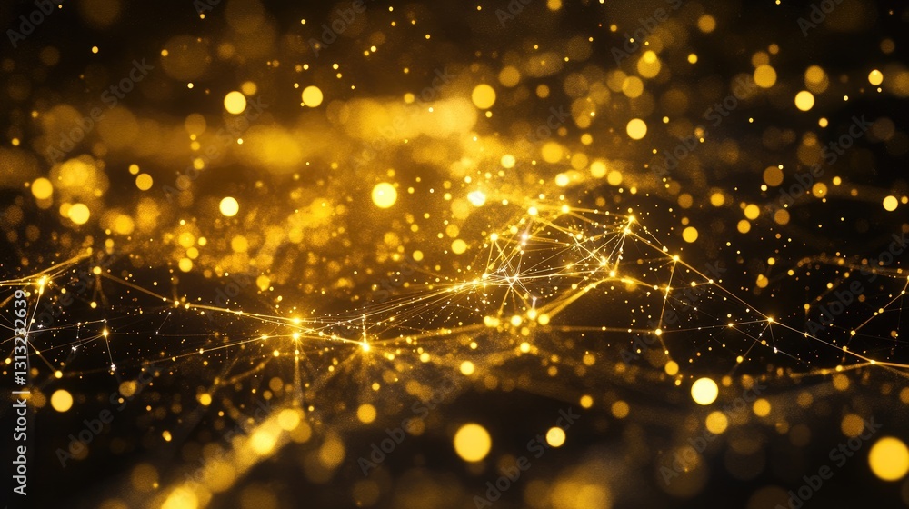 Poster abstract golden background with shimmering lights and sparkling particles for creative design projec