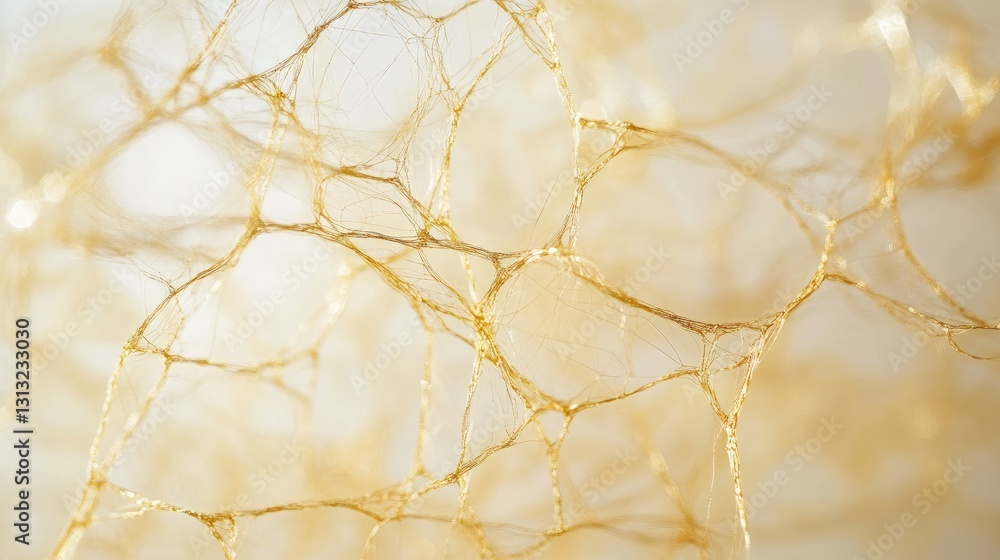 Aufkleber intricate golden fiber network under soft light emphasizing delicate texture and structure