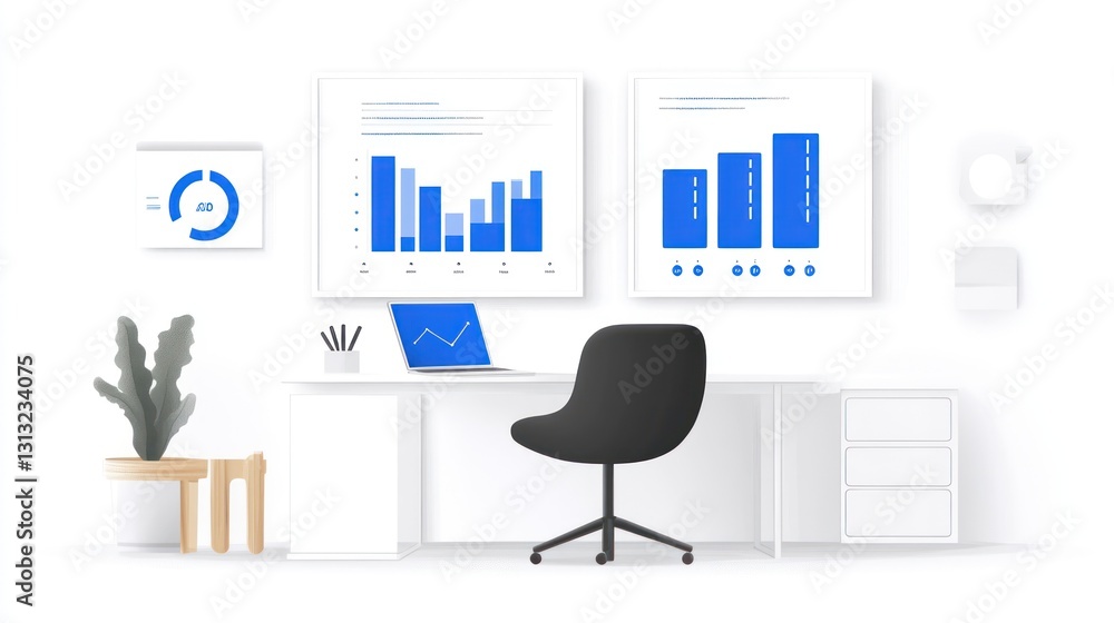 Poster modern office workspace with data visualizations (2)