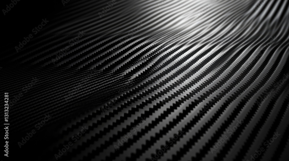 Poster textured abstract background of wavy black surface with light reflection and depth in carbon fiber s