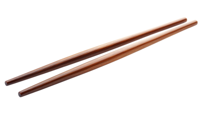 Pair of wooden chopsticks isolated on transparent background, traditional tableware for Japanese sushi or Chinese meals, symbolizing Asian culinary culture.