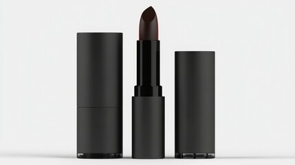 Obraz premium Open black lipstick tubes with red color stick and white background