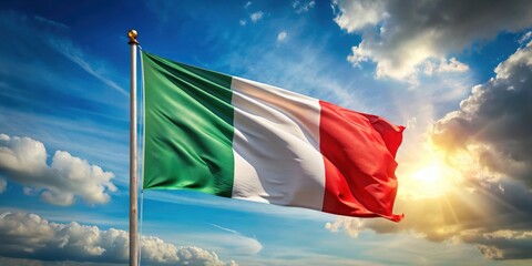 Italian flag with green, white and red colors waving in the wind, flag, green,  flag