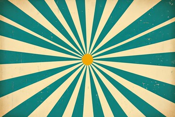 Turquoise and yellow radial sunburst pattern with an orange center