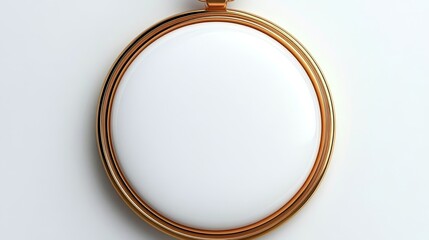 Golden-rimmed, empty, round locket pendant on a white background