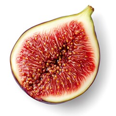 Isolated Single Slice of Fig Fruit on Clean White Background