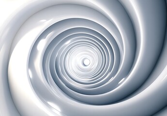 Fototapeta premium White Metal Spiral Tunnel in Vertical Orientation with Smooth Curves