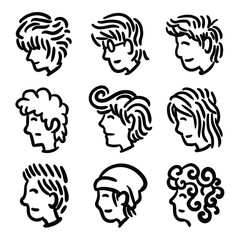 Side view face simple illustration