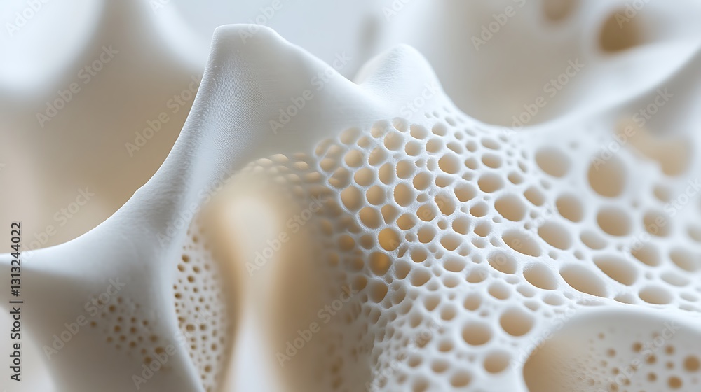 Poster close up of organic white bone structure with intricate patterns