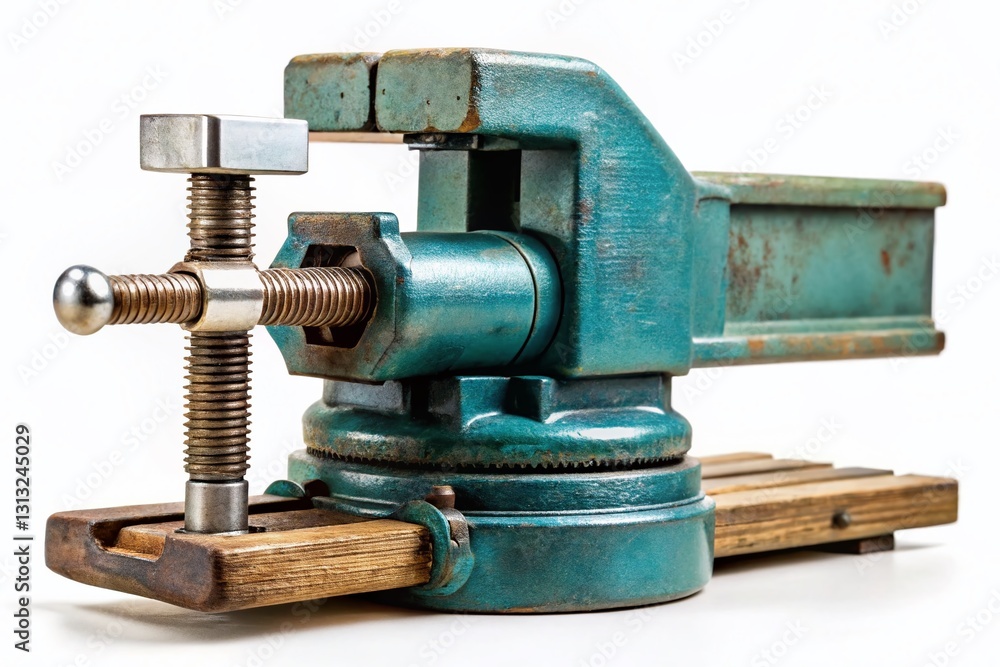 Poster Essential Workshop Tool: A Close-Up of a Bench Vise in Action, Showing its Versatility Across Various Technical Disciplines.