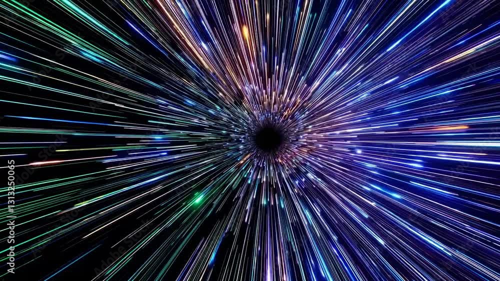 Poster dynamic video concept of a warp-speed effect with a central vanishing point. captured from a first-p