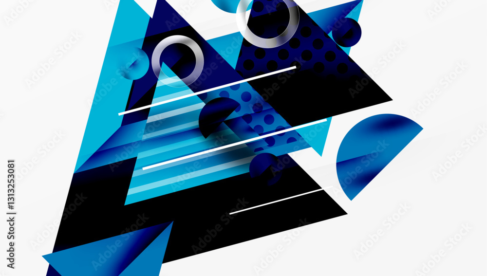 Poster modern geometric background - overlapping triangles with smooth gradients and semi-transparency