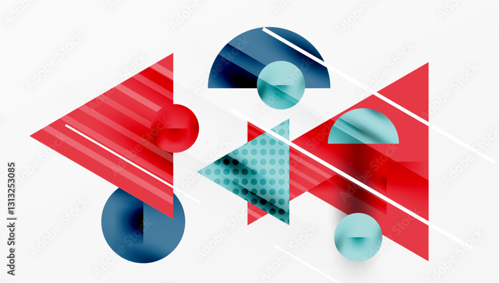 Poster Modern geometric background - overlapping triangles with smooth gradients and semi-transparency