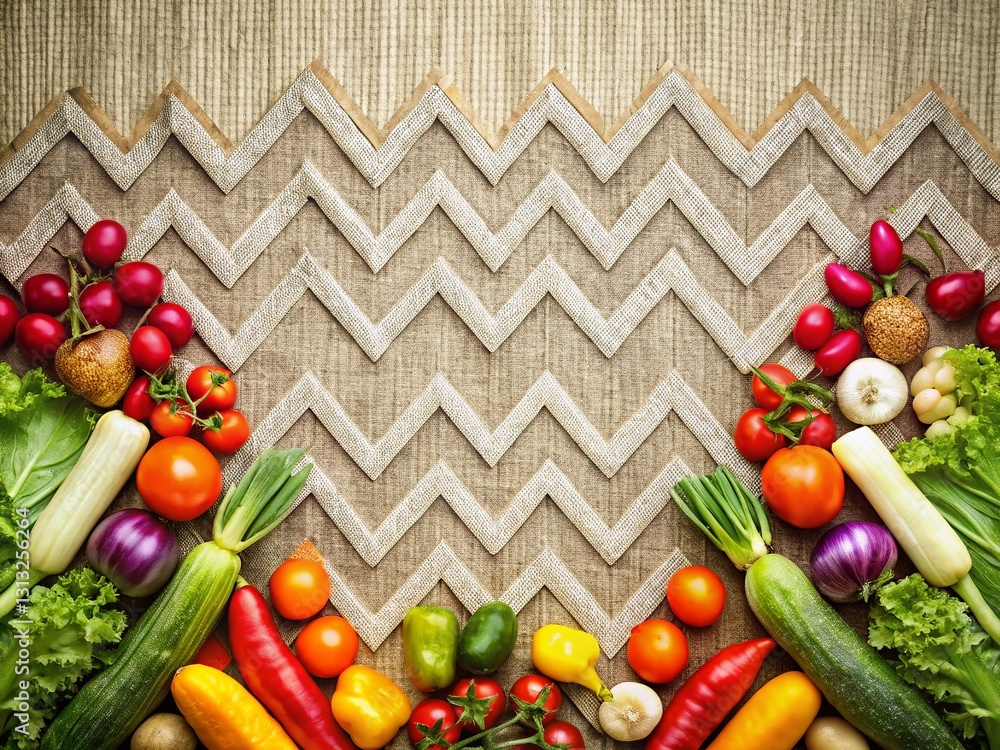 Poster Geometric Vegetable Chevron Pattern Linen Texture Bokeh Background