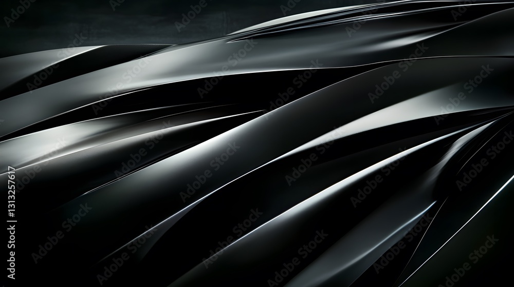 Poster abstract flowing black and gray layered forms create a dramatic design
