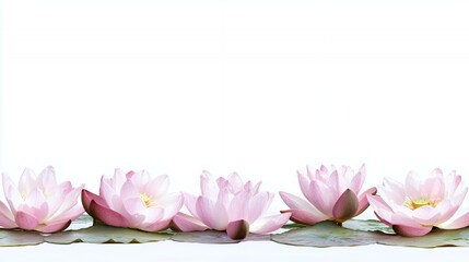 Pink Water Lilies on White Background