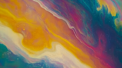 Psychedelic oil slick background with iridescent rainbow colors shifting and morphing in fluid motion